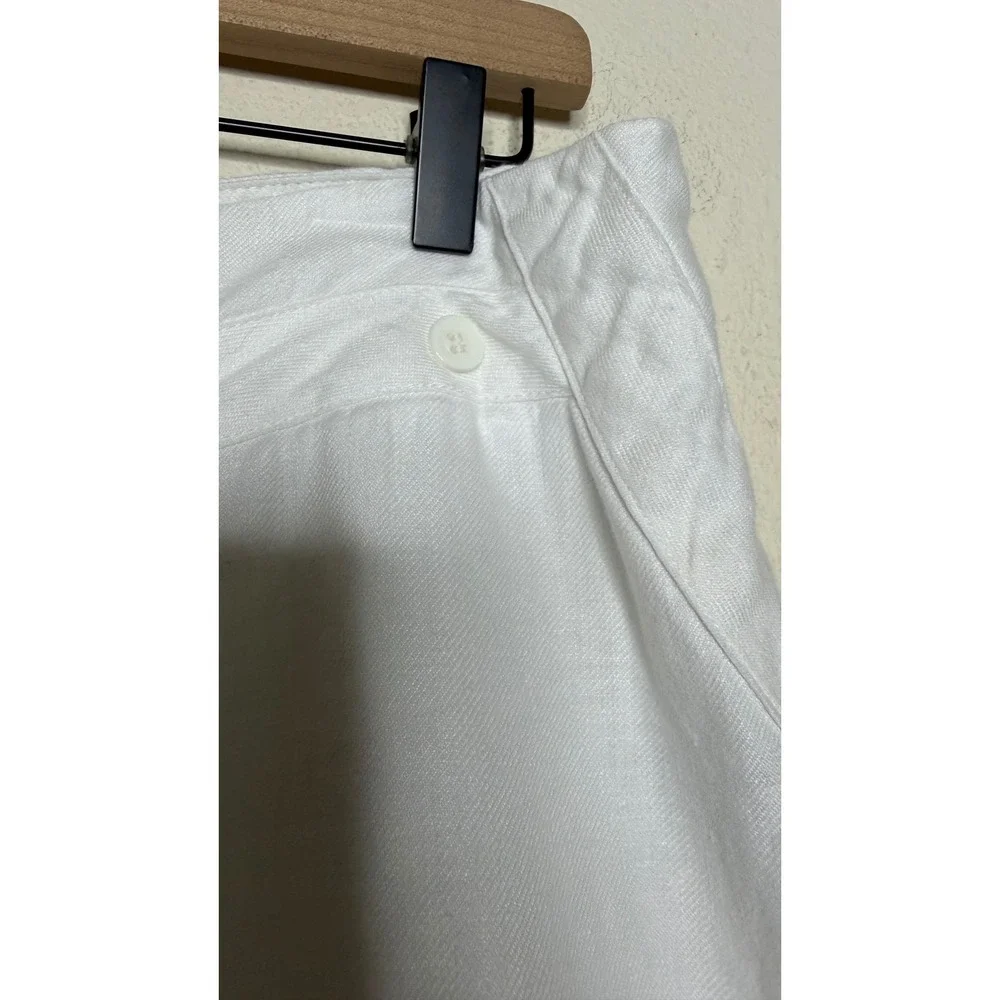 Worthington White Linen Pants  33X 31 Wide Leg Coastal Grandmother Beach Summer